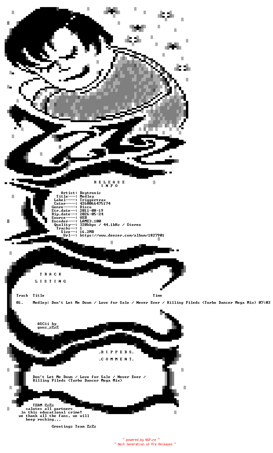 NFO for the release Boytronic_-_Medley-(4260066475174)-SINGLE-WEB-2011-ZzZz by ZzZz