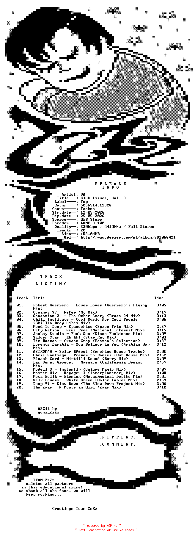 NFO for the release VA_-_Club_Issues_Vol_3-(5056514311328)-WEB-2026-ZzZz by ZzZz