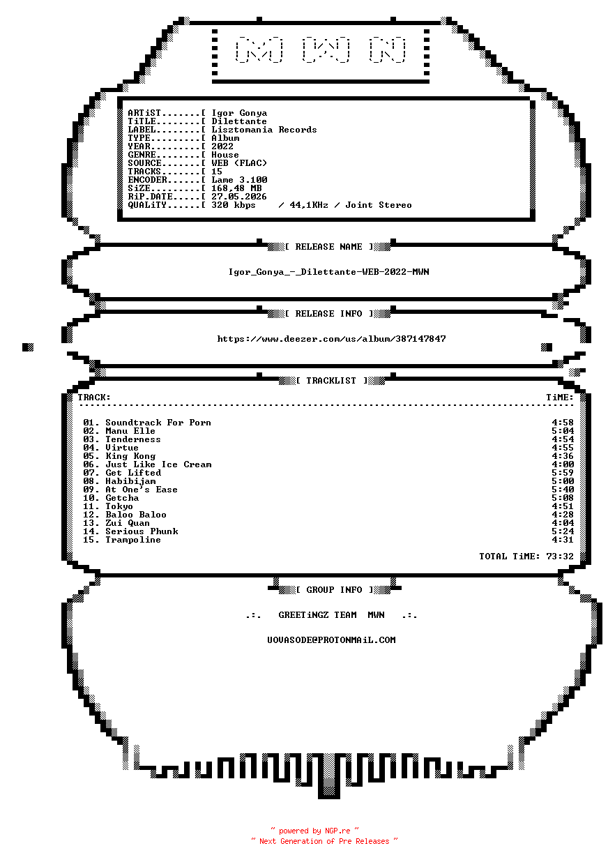 NFO for the release Igor_Gonya_-_Dilettante-WEB-2022-MWN by MWN