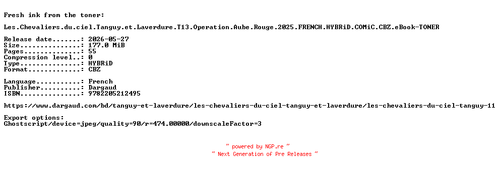NFO for the release Les.Chevaliers.du.ciel.Tanguy.et.Laverdure.T13.Operation.Aube.Rouge.2025.FRENCH.HYBRiD.COMiC.CBZ.eBook-TONER by TONER