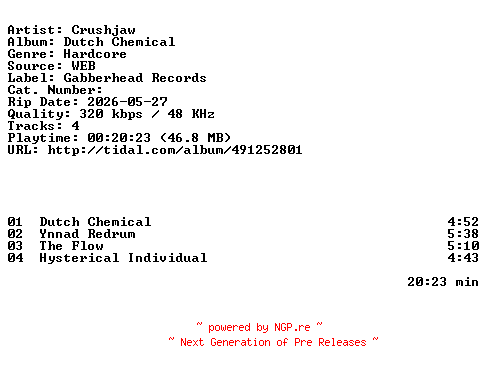 NFO for the release Crushjaw-Dutch_Chemical-EP-WEB-2026-ZLS by ZLS