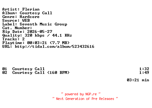 NFO for the release Flerian-Courtesy_Call-EP-WEB-2026-ZLS by ZLS