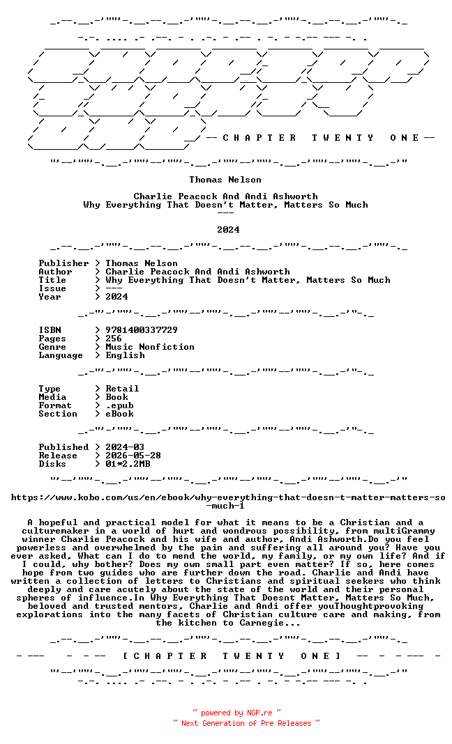 NFO for the release Charlie.Peacock.And.Andi.Ashworth.-.Why.Everything.That.Doesnt.Matter.Matters.So.Much.2024.RETAIL.EPUB.eBook-CTO by CTO