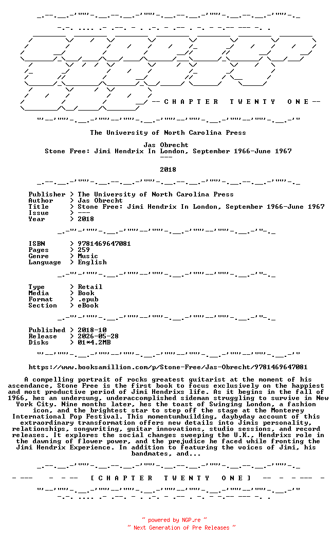NFO for the release Jas.Obrecht.-.Stone.Free.Jimi.Hendrix.In.London.September.1966-June.1967.2018.RETAIL.EPUB.eBook-CTO by CTO