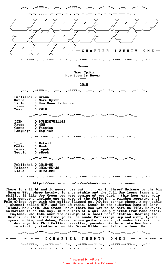 NFO for the release Marc.Spitz.-.How.Soon.Is.Never.2010.RETAIL.EPUB.eBook-CTO by CTO