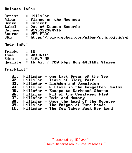 NFO for the release Hillsfar-Flames_On_The_Moonsea-16BIT-44KHZ-WEB-FLAC-2024-CBR by CBR