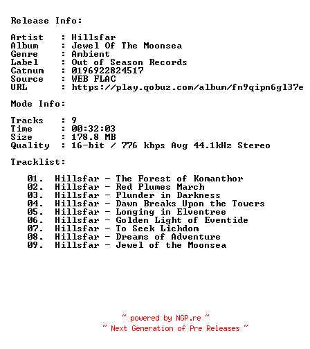 NFO for the release Hillsfar-Jewel_Of_The_Moonsea-16BIT-44KHZ-WEB-FLAC-2020-CBR by CBR