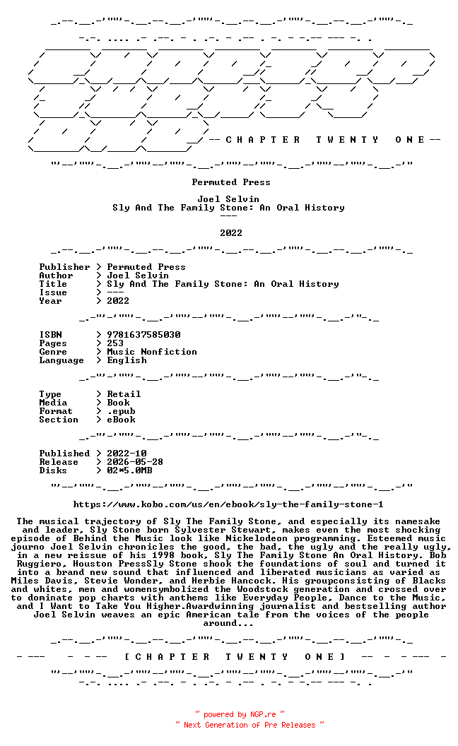 NFO for the release Joel.Selvin.-.Sly.And.The.Family.Stone.An.Oral.History.2022.RETAIL.EPUB.eBook-CTO by CTO