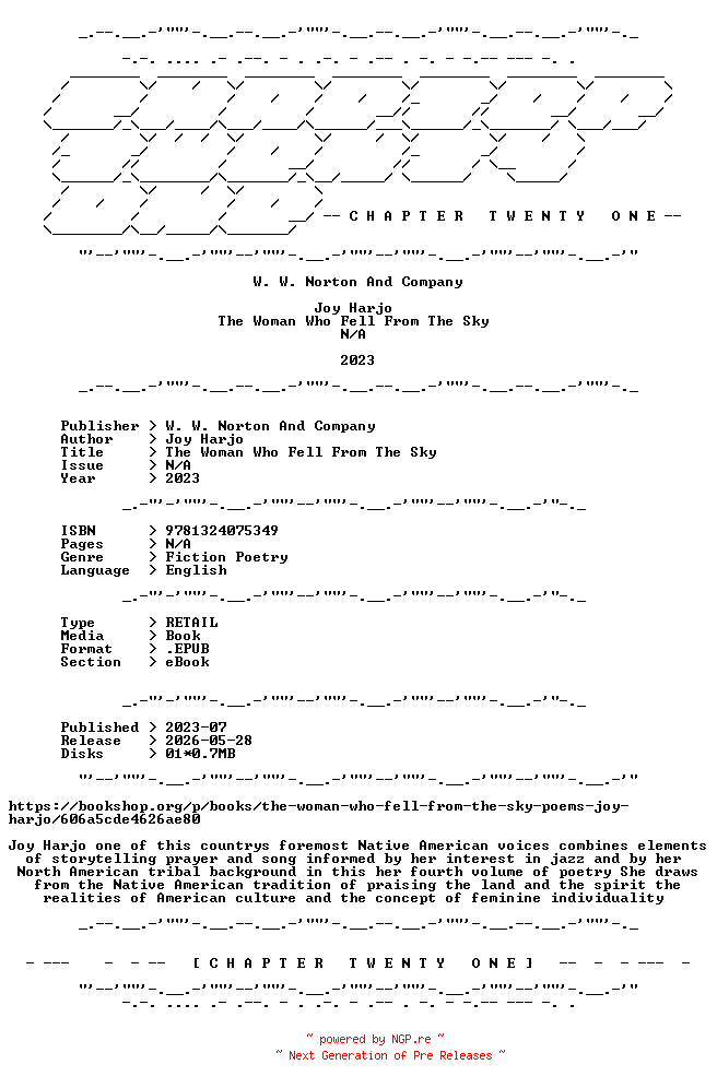 NFO for the release Joy.Harjo.-.The.Woman.Who.Fell.From.The.Sky.2023.RETAIL.EPUB.eBook-CTO by CTO