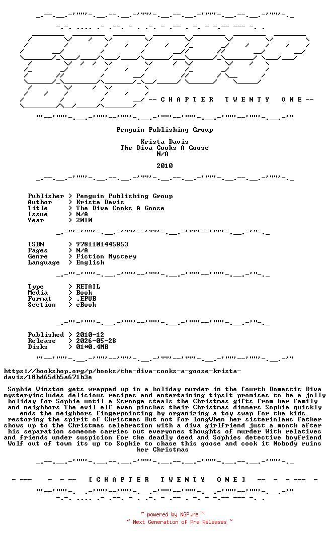 NFO for the release Krista.Davis.-.The.Diva.Cooks.A.Goose.2010.RETAIL.EPUB.eBook-CTO by CTO