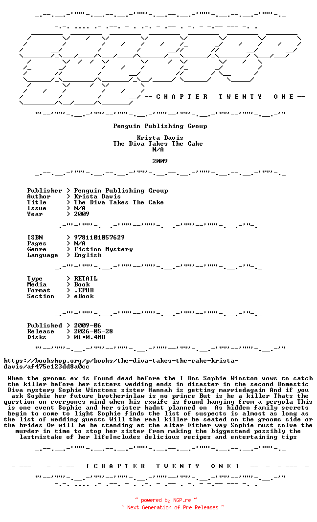 NFO for the release Krista.Davis.-.The.Diva.Takes.The.Cake.2009.RETAIL.EPUB.eBook-CTO by CTO
