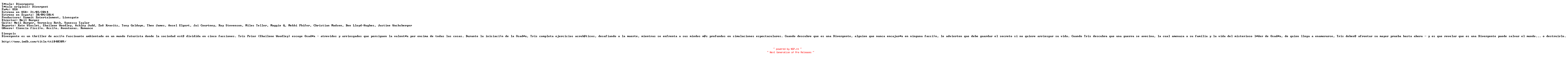 NFO for the release Divergent.2014.SPANISH.BDRip.x264-ES by ES