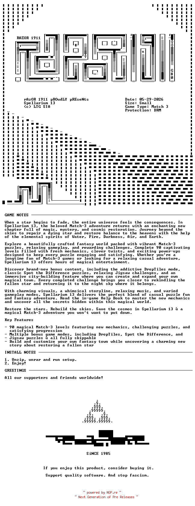 NFO for the release Spellarium_13-RAZOR by RAZOR