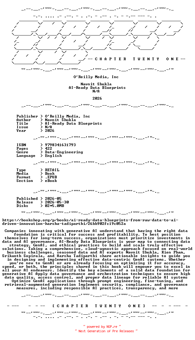 NFO for the release OReilly.Media.Inc.-.AI-Ready.Data.Blueprints.2026.RETAIL.EPUB.eBook-CTO by CTO