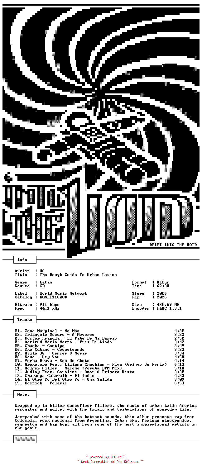 NFO for the release VA-The_Rough_Guide_To_Urban_Latino-CD-FLAC-2006-THEVOiD by THEVOiD