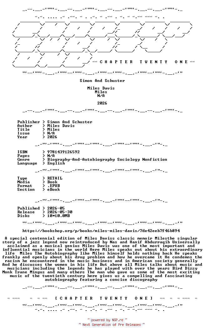 NFO for the release Miles.Davis.-.Miles.2026.RETAIL.EPUB.eBook-CTO by CTO