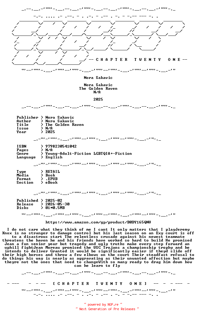 NFO for the release Nora.Sakavic.-.The.Golden.Raven.2025.RETAIL.EPUB.eBook-CTO by CTO