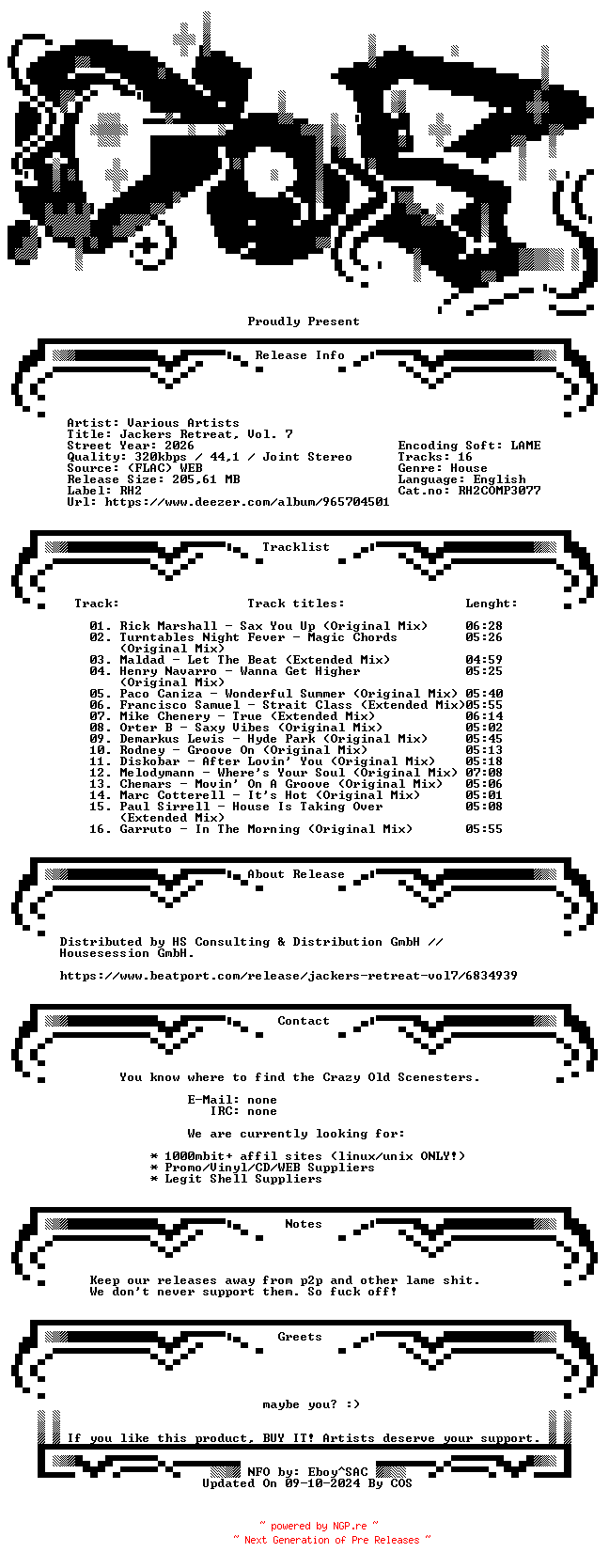 NFO for the release VA-Jackers_Retreat_Vol._7-(RH2COMP3077)-WEB-2026-COS by COS