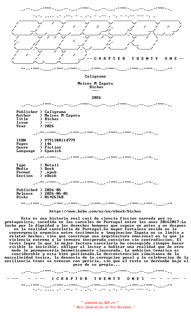NFO for the release Moises.M.Zapata.-.Bichas.2026.SPANISH.RETAIL.EPUB.eBook-CTO by CTO