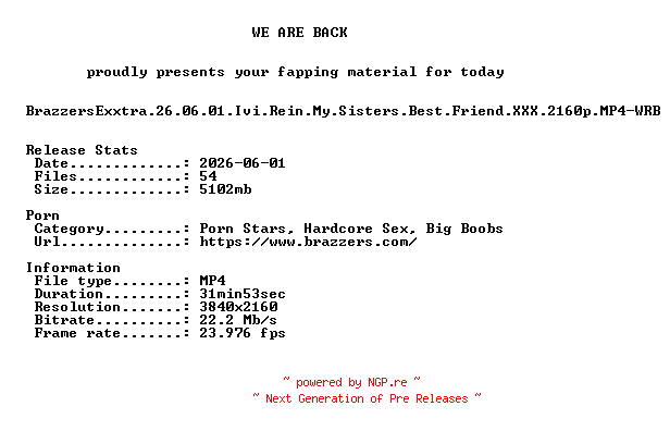 NFO for the release BrazzersExxtra.26.06.01.Ivi.Rein.My.Sisters.Best.Friend.XXX.2160p.MP4-WRB by WRB
