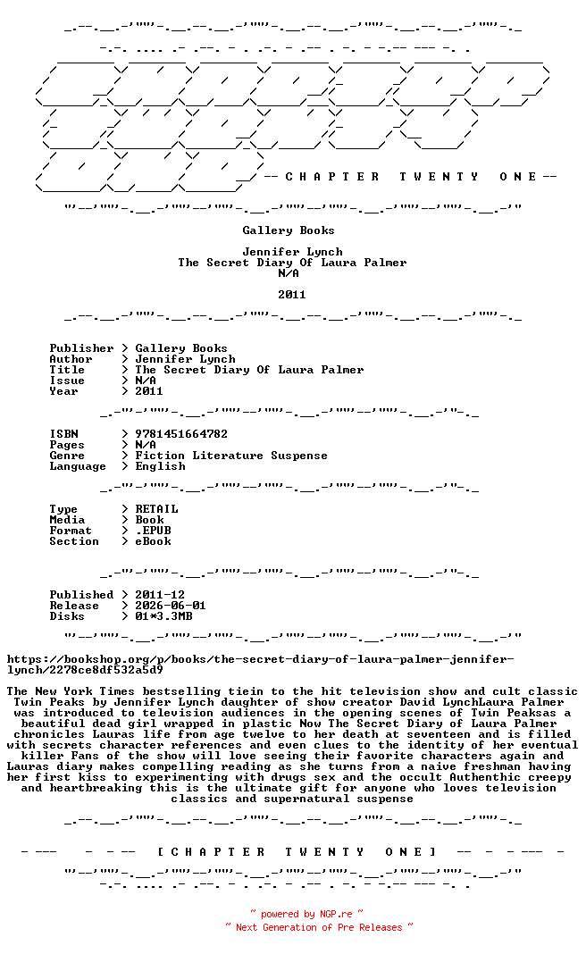 NFO for the release Jennifer.Lynch.-.The.Secret.Diary.Of.Laura.Palmer.2011.RETAIL.EPUB.eBook-CTO by CTO