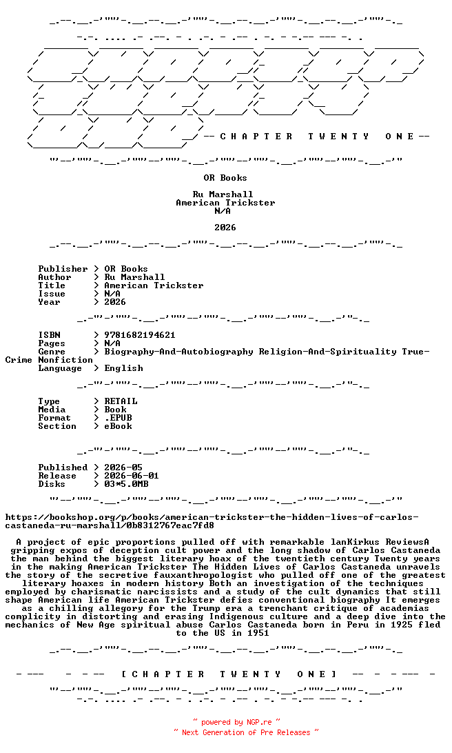 NFO for the release Ru.Marshall.-.American.Trickster.2026.RETAIL.EPUB.eBook-CTO by CTO
