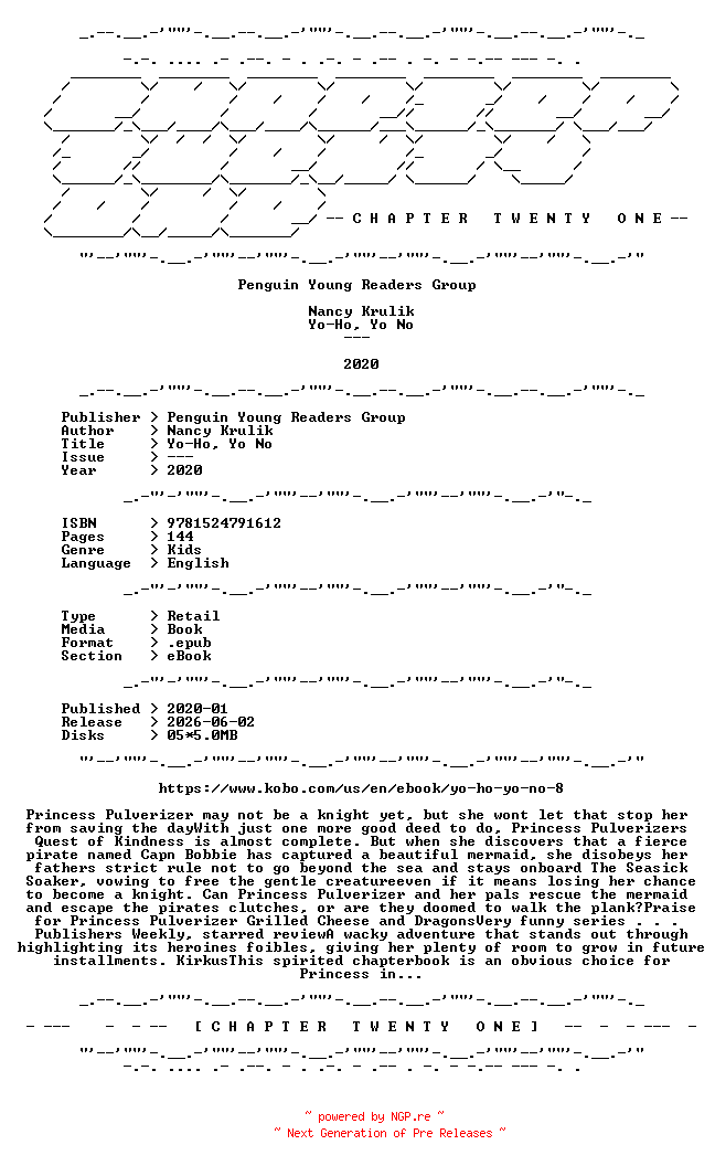 NFO for the release Nancy.Krulik.-.Yo-Ho.Yo.No.2020.RETAIL.EPUB.eBook-CTO by CTO