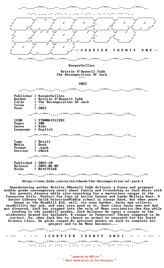 NFO for the release Kristin.ODonnell.Tubb.-.The.Decomposition.Of.Jack.2022.RETAIL.EPUB.eBook-CTO by CTO