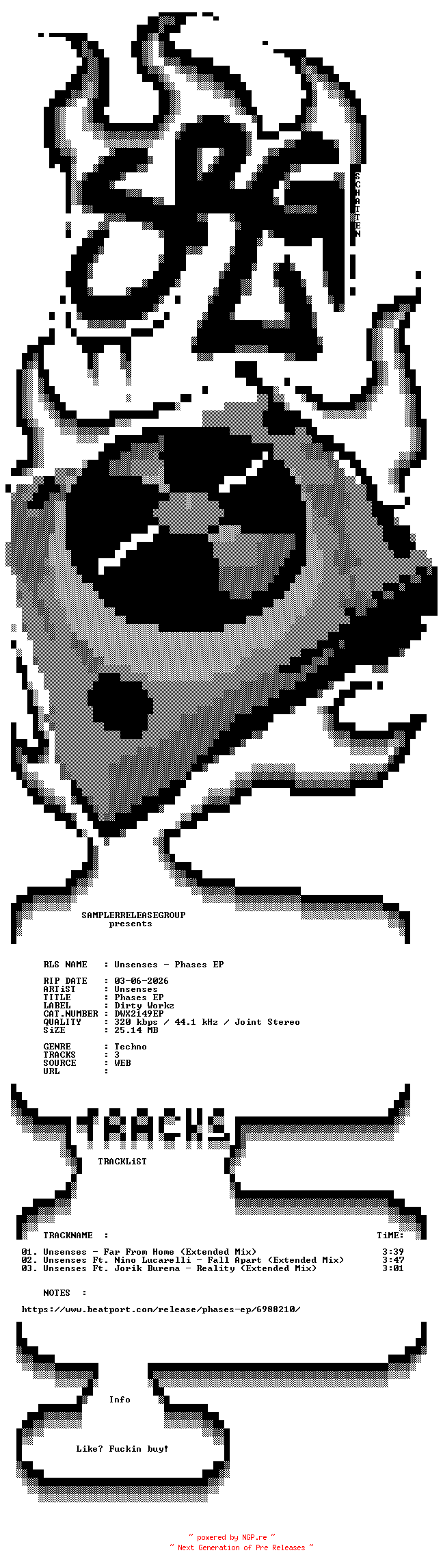 NFO for the release Unsenses_-_Phases_EP-(DWX2149EP)-WEB-2026-SRG by SRG