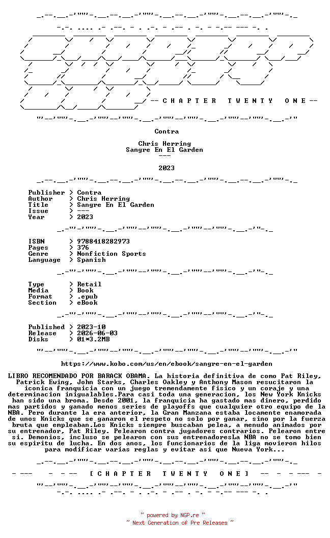 NFO for the release Chris.Herring.-.Sangre.En.El.Garden.2023.SPANISH.RETAIL.EPUB.eBook-CTO by CTO