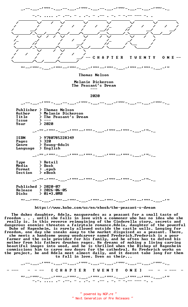 NFO for the release Melanie.Dickerson.-.The.Peasants.Dream.2020.RETAIL.EPUB.eBook-CTO by CTO