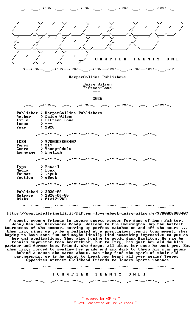NFO for the release Daisy.Wilson.-.Fifteen-Love.2026.RETAIL.EPUB.eBook-CTO by CTO