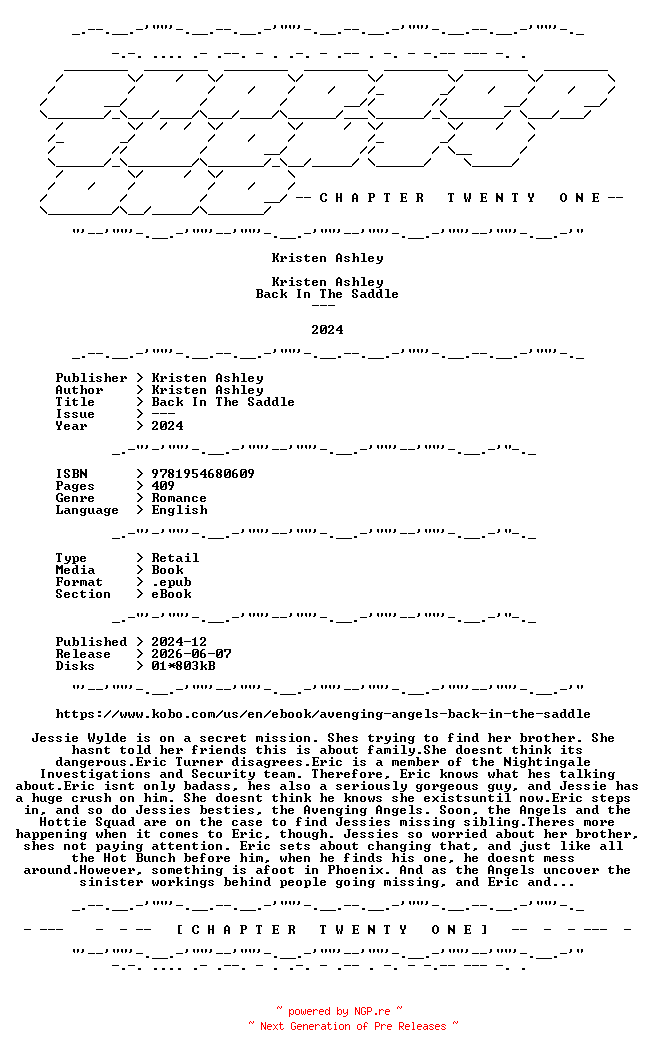 NFO for the release Kristen.Ashley.-.Back.In.The.Saddle.2024.RETAIL.EPUB.eBook-CTO by CTO
