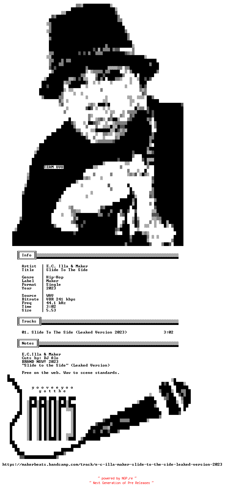 NFO for the release E.C._Illa_and_Maker-Slide_To_The_Side-Single-WEB-2023-UVU_INT by UVU_INT