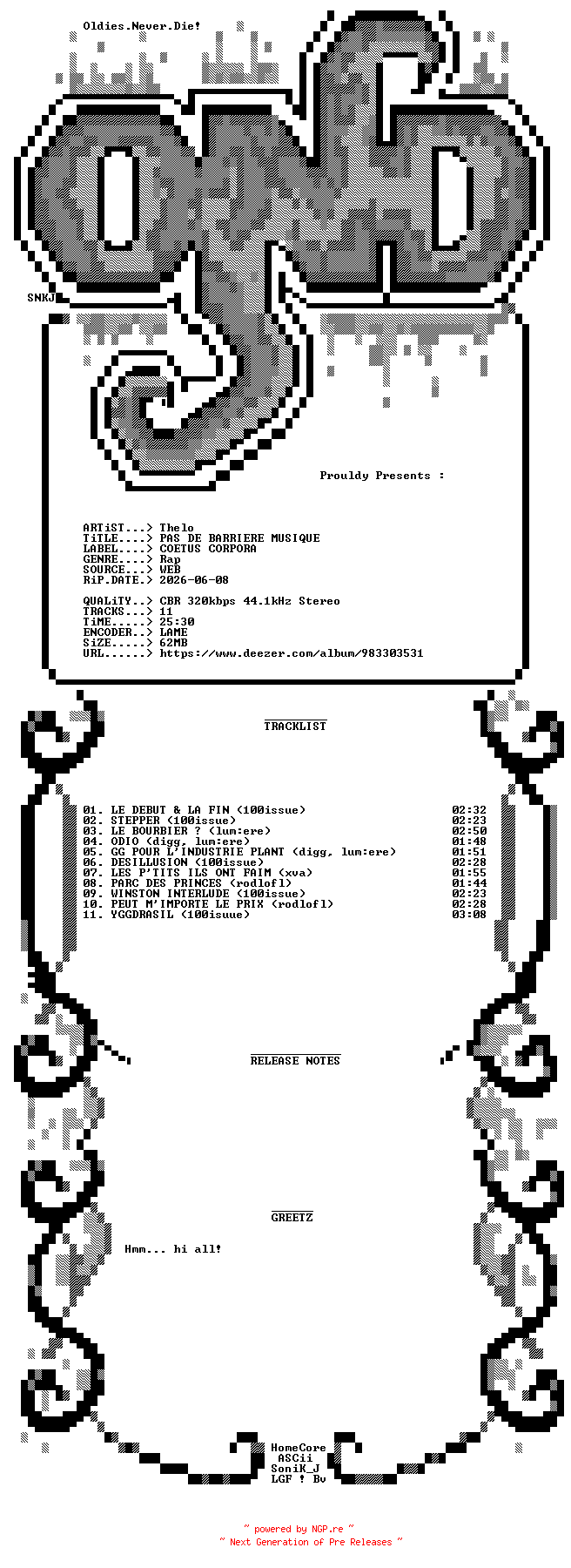 NFO for the release Thelo-PAS_DE_BARRIERE_MUSIQUE-WEB-FR-2026-OND by OND