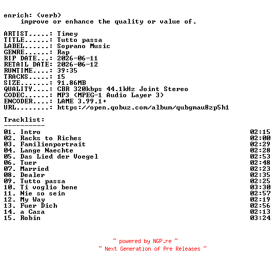 NFO for the release Timey-Tutto_passa-WEB-DE-2026-ENRiCH by ENRiCH