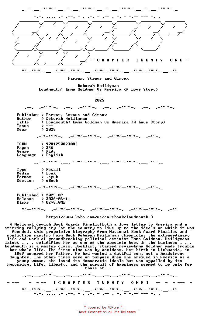 NFO for the release Deborah.Heiligman.-.Loudmouth.Emma.Goldman.Vs.America.A.Love.Story.2025.RETAIL.EPUB.eBook-CTO by CTO