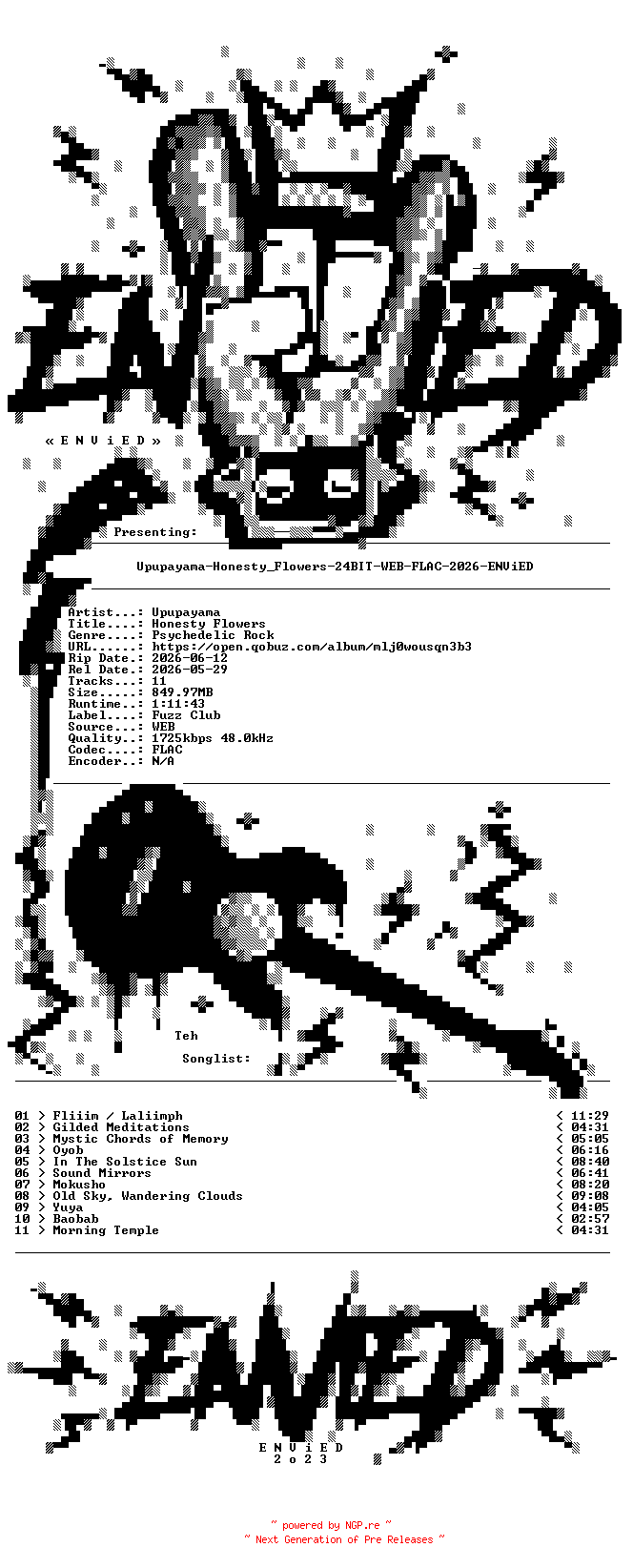 NFO for the release Upupayama-Honesty_Flowers-24BIT-WEB-FLAC-2026-ENViED by ENViED