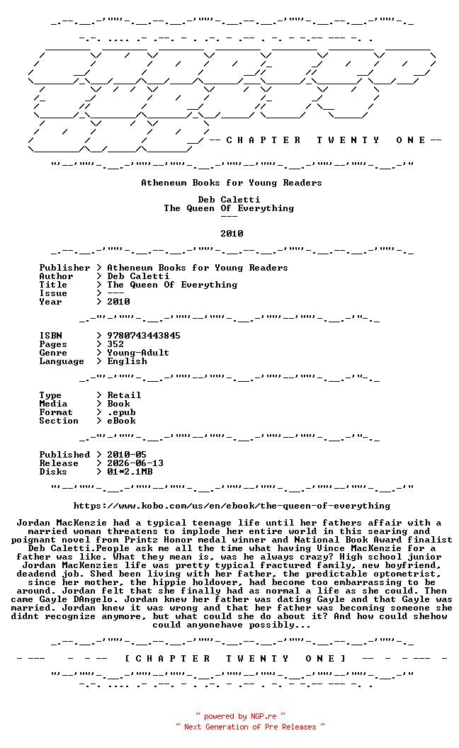 NFO for the release Deb.Caletti.-.The.Queen.Of.Everything.2010.RETAIL.EPUB.eBook-CTO by CTO
