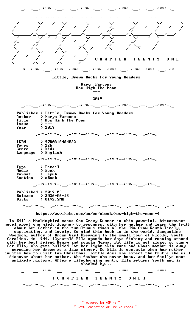 NFO for the release Karyn.Parsons.-.How.High.The.Moon.2019.RETAIL.EPUB.eBook-CTO by CTO
