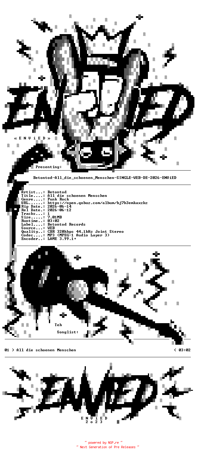 NFO for the release Betontod-All_die_schoenen_Menschen-SINGLE-WEB-DE-2026-ENViED by ENViED