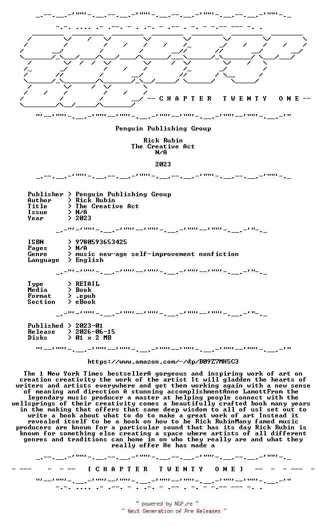 NFO for the release Rick.Rubin.-.The.Creative.Act.2023.RETAIL.EPUB.eBook-CTO by CTO