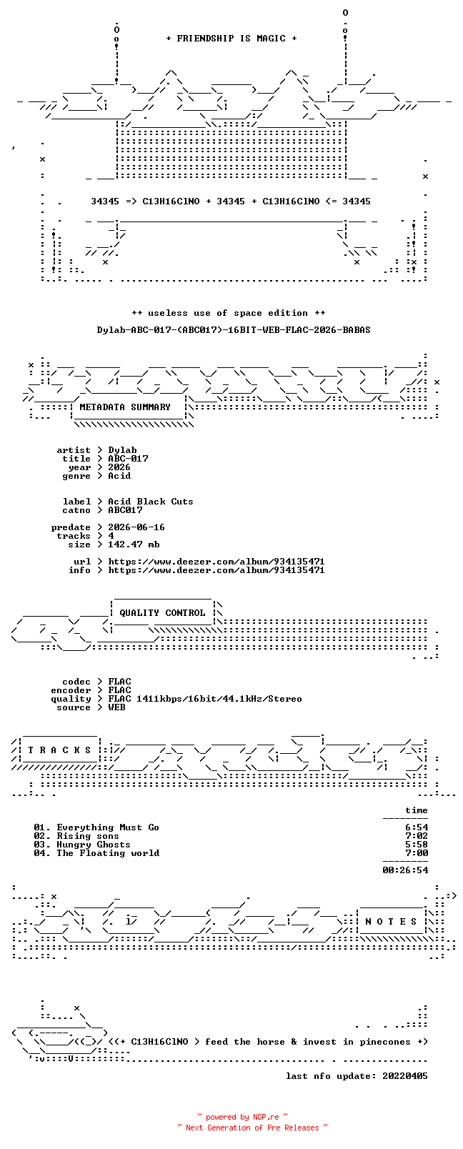 NFO for the release Dylab-ABC-017-(ABC017)-16BIT-WEB-FLAC-2026-BABAS by BABAS