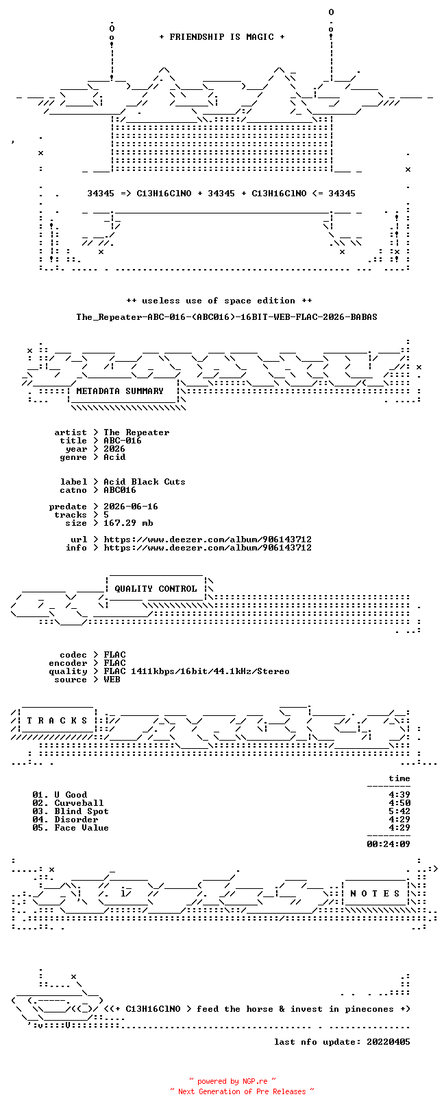 NFO for the release The_Repeater-ABC-016-(ABC016)-16BIT-WEB-FLAC-2026-BABAS by BABAS