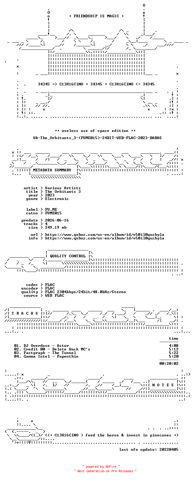 NFO for the release VA-The_Orbitants_3-(FUME015)-24BIT-WEB-FLAC-2023-BABAS by BABAS