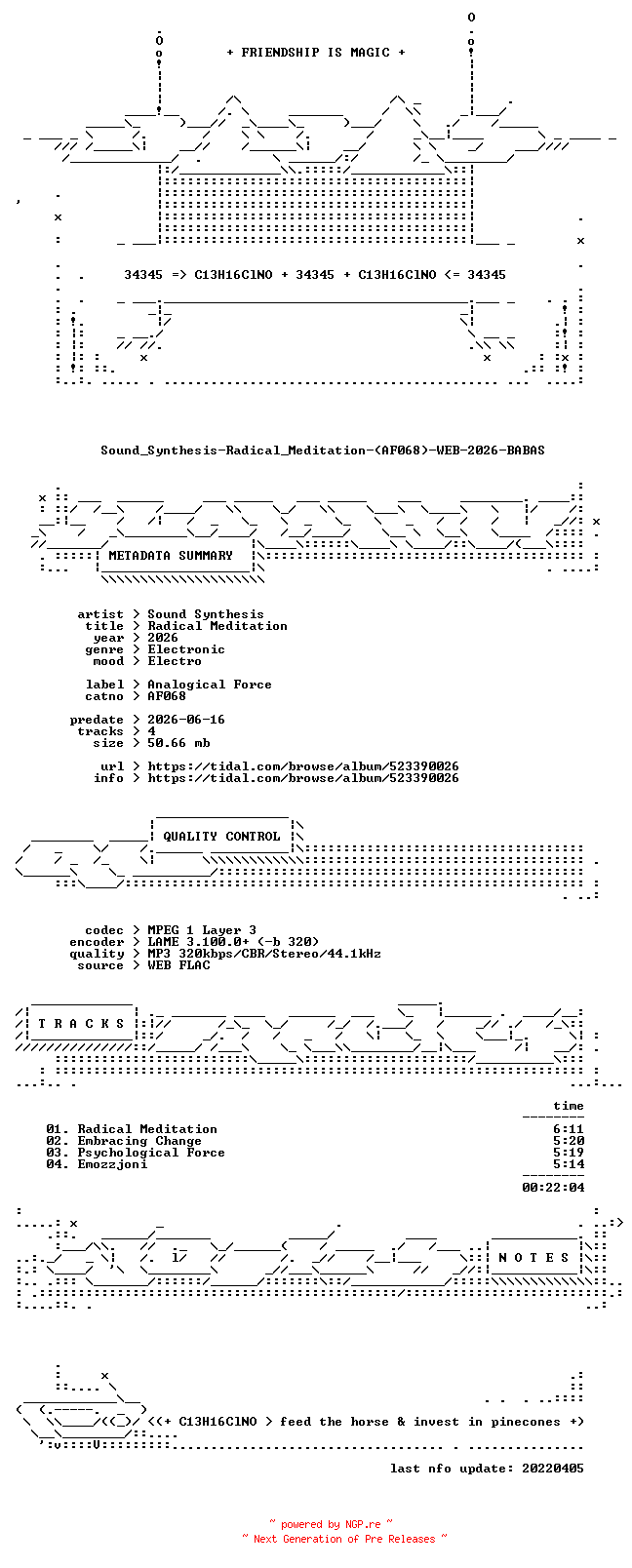 NFO for the release Sound_Synthesis-Radical_Meditation-(AF068)-WEB-2026-BABAS by BABAS