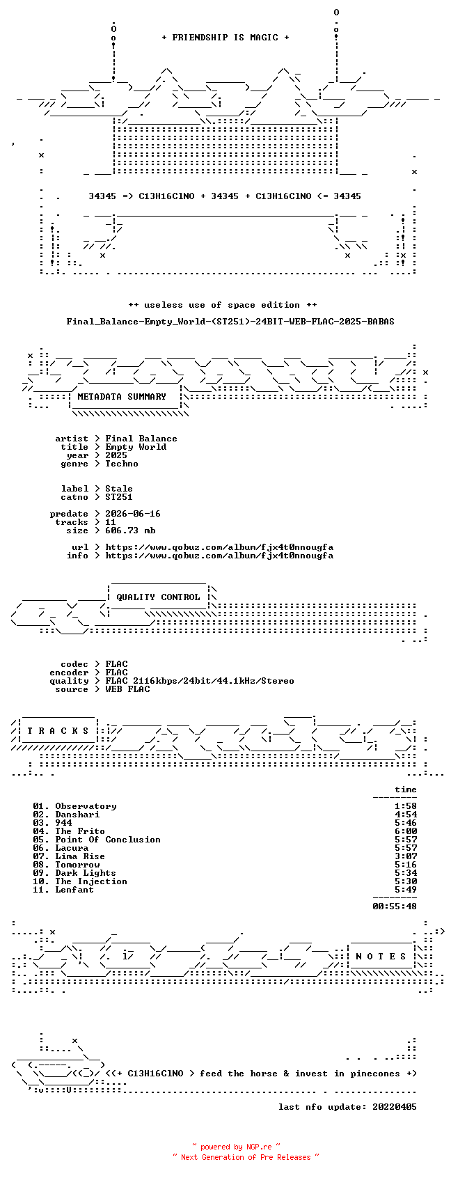 NFO for the release Final_Balance-Empty_World-(ST251)-24BIT-WEB-FLAC-2025-BABAS by BABAS