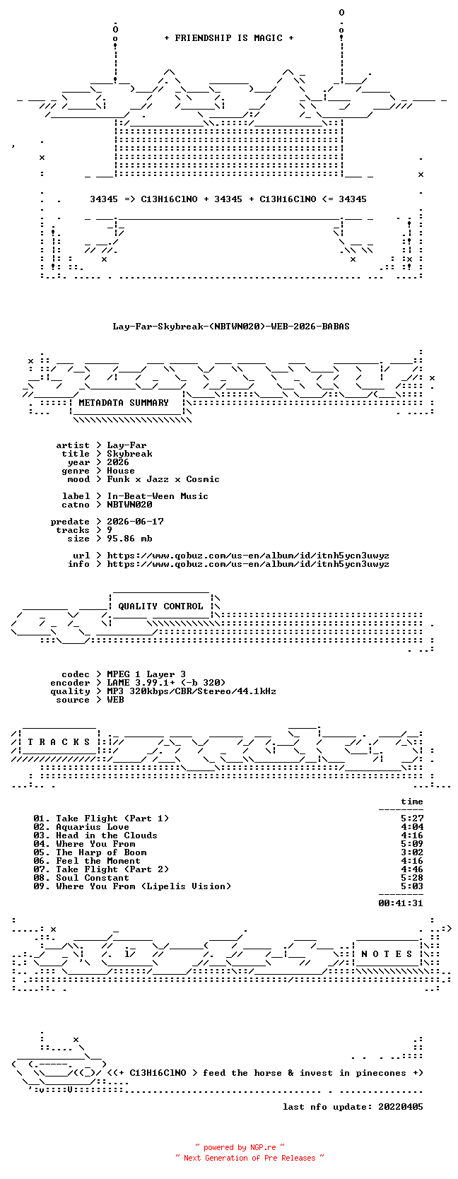 NFO for the release Lay-Far-Skybreak-(NBTWN020)-WEB-2026-BABAS by BABAS