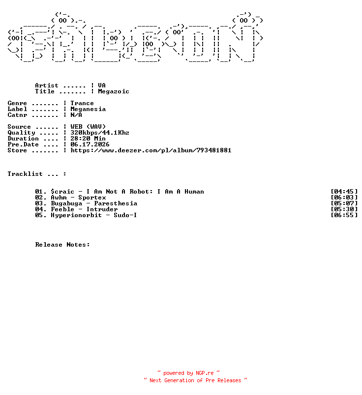 NFO for the release VA-Megazoic-WEB-2025-FALCON by FALCON