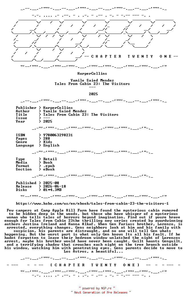 NFO for the release Yamile.Saied.Mendez.-.Tales.From.Cabin.23.The.Visitors.2025.RETAIL.EPUB.eBook-CTO by CTO